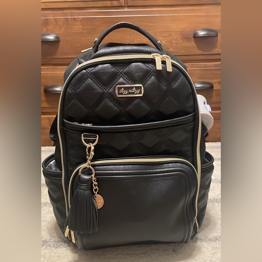 Itzy Ritzy Black Quilted Diaper Bag